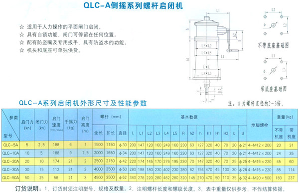 QLC-A侧摇系列螺杆启闭机